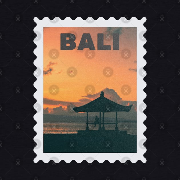 Bali Indonesia Postcard Stamp Design with Travel Photograph by stefaniebelinda